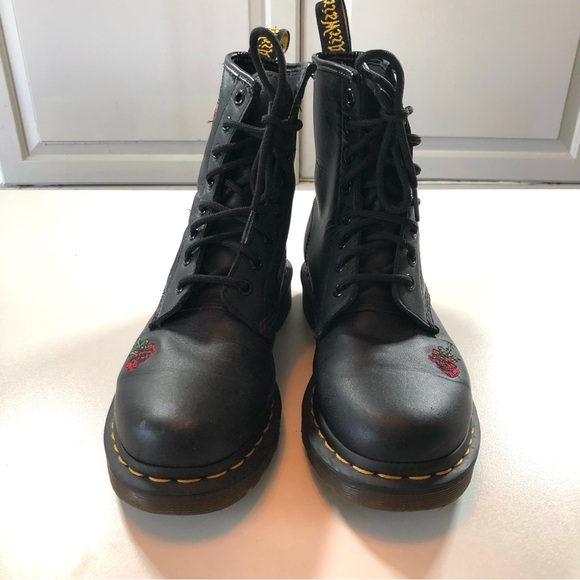 Dr Martens 1460 Vonda Floral Rose Black Leather Lace Up Boots Women’s US Size 7 - Picture 6 of 16